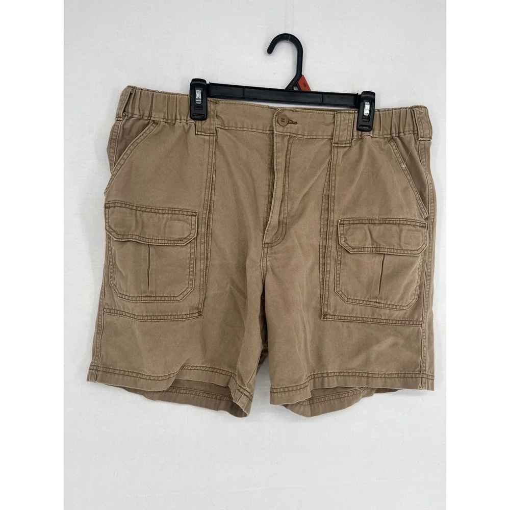 Lee Cargo Shorts Mens 40 Elastic Waist Cotton Twill Tan Khaki 112328851